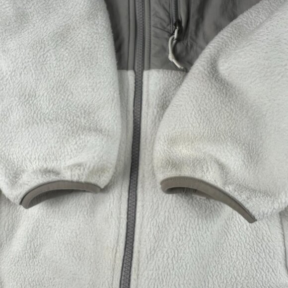 The North Face TNF Denali Jacket Women Small Grey White Polortec Full Zip Fleece - Picture 3 of 16